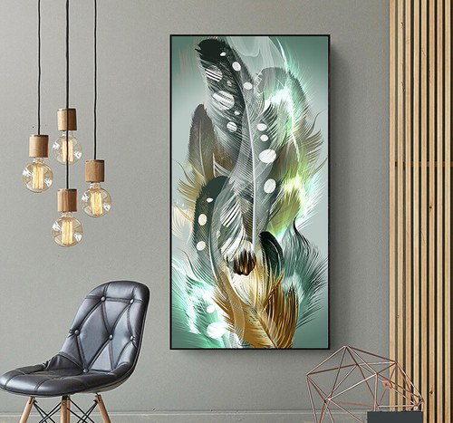 Abstract Feather Wall Art Canvas Painting Feather Wall Poster Print Wall Picture - Picture 1 of 8