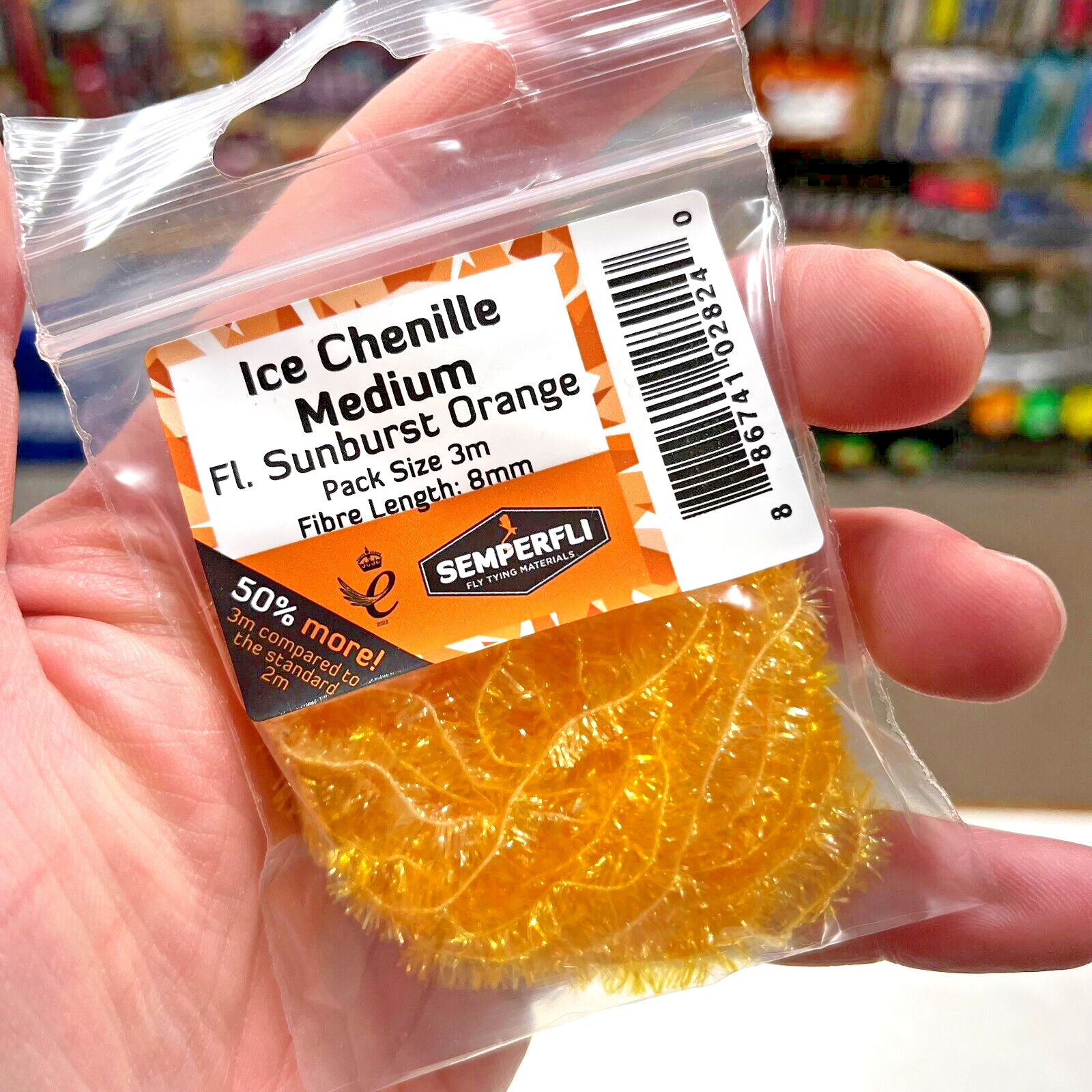 Ice Chenille Fritz 8mm Medium Fl. Sunburst Orange - Fly Tying Materials