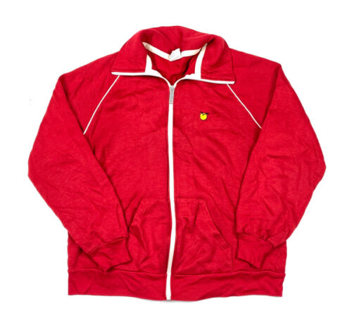 VTG 70s 80s Red White Full-Zip Sweatshirt Jacket Sun Spots Activewear Men's  L