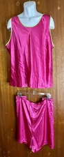 Go Softly Sz 3X Hot Pink 2 Pc Satin Short Pajama Set Intimate Sleepwear 3305