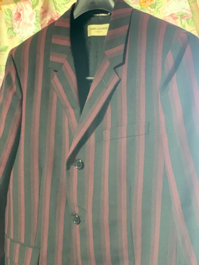 Giacca Saint Laurent Paris 15SS lana mohair modello righe taglia 48 rosso nero JP