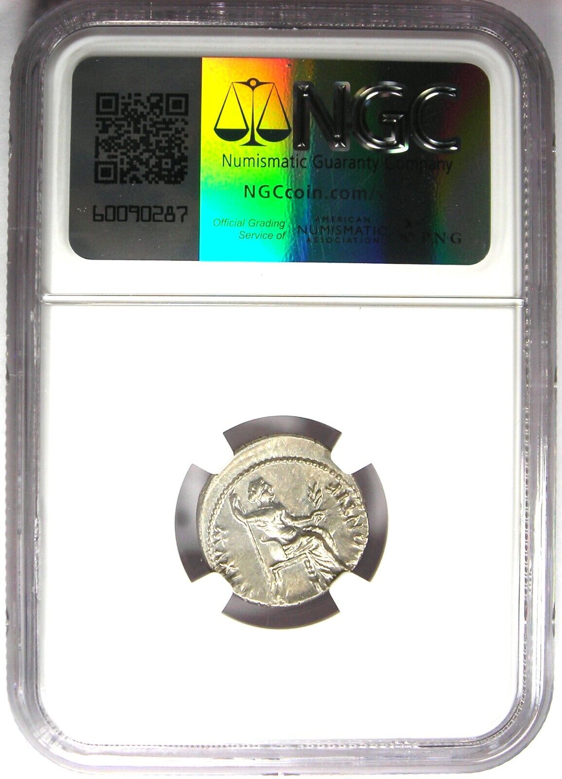 Tiberius AR Denarius Silver Tribute Penny Coin 14-37 AD. Certified NGC Choice AU