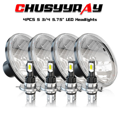 4pcs For Chevrolet Impala El Camino Chevelle 5 3/4'' HI-Lo Round LED Headlights