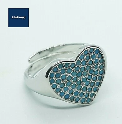 BLUKAPRI Anello Donna in Argento 925 con cuore zirconi azzurri