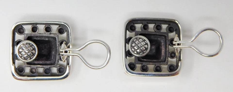 Kieselstein Cord Sterling Squarish Clip On Pyramid Earrings B6271 - Image 4 of 4