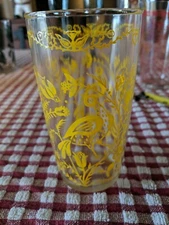 Rare Vintage Boscul Peanut Butter Drinking Glass Yellow Partridge