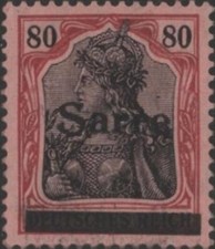Saar 1920 Società delle Nazioni 80pf, Sarre e barra sovrastampati, come nuovo incernierato