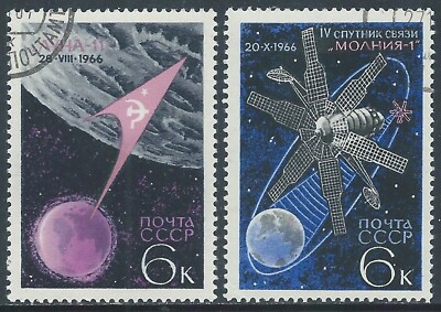 1966 RUSSIA USED SPACE SATELLITE MOON XI AND MOLNIJA I - V21-7