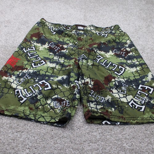 MMA Elite Shorts Mens Medium Green Lined Wrestling Y2K Wrestling w/ 9" inseam - Picture 2 of 11