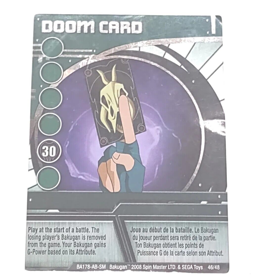 Bakugan "DOOM CARD" Holographic Green Ability Card Battle Brawlers 46/48