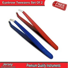 Beauty Eyebrow Tweezers Red & Blue Hair Removal Claw Slanted Tip Hair Plucker