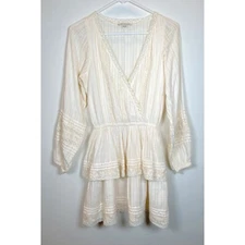 American Eagle Dress Womens XS Ivory V-neck Long Sleeve Boho Cottagecore Fairy