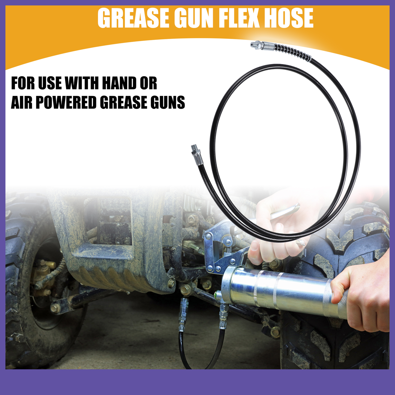 ONE 71 Inch  1/8" NPT Grease Gun Flex Hose Grease Hose Extension Universal