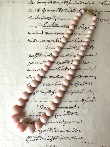 ANGEL SKIN CORAL Necklace 89g Antique Vintage BARREL CLASP Old Blush Sea Coral - Picture 14 of 20