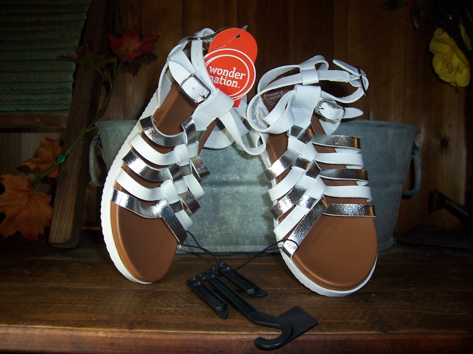 WONDER NATION GIRLS GLADIATOR SANDALS SHOES SIZE WHITE SUMMER