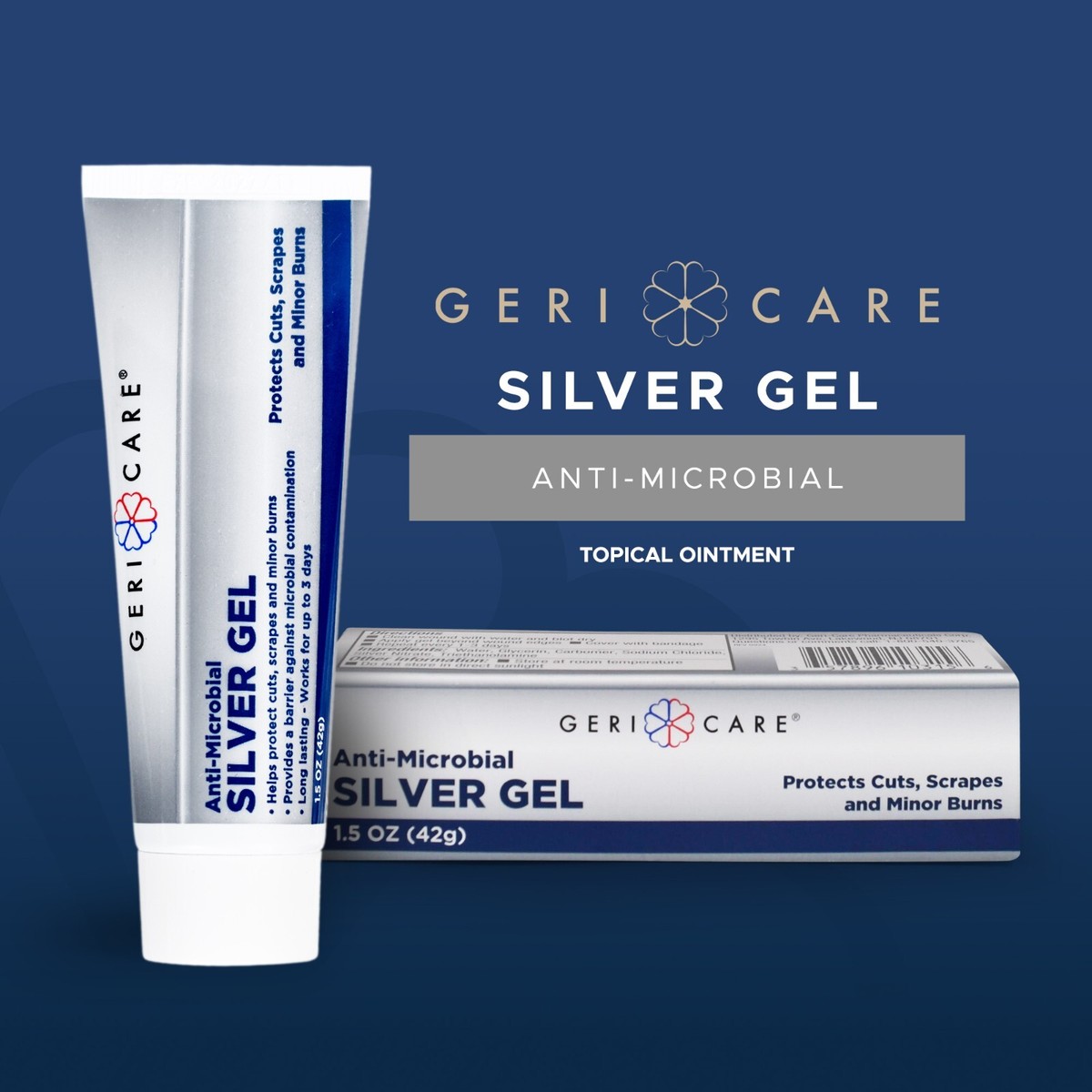 GeriCare Antimicrobial Colloidal Silver Gel Wound Care Cream 55PPM