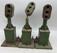 Lot of 3 Marx O Gauge Green 3 Light Automatic Block Signal Train Trackside AS-IS