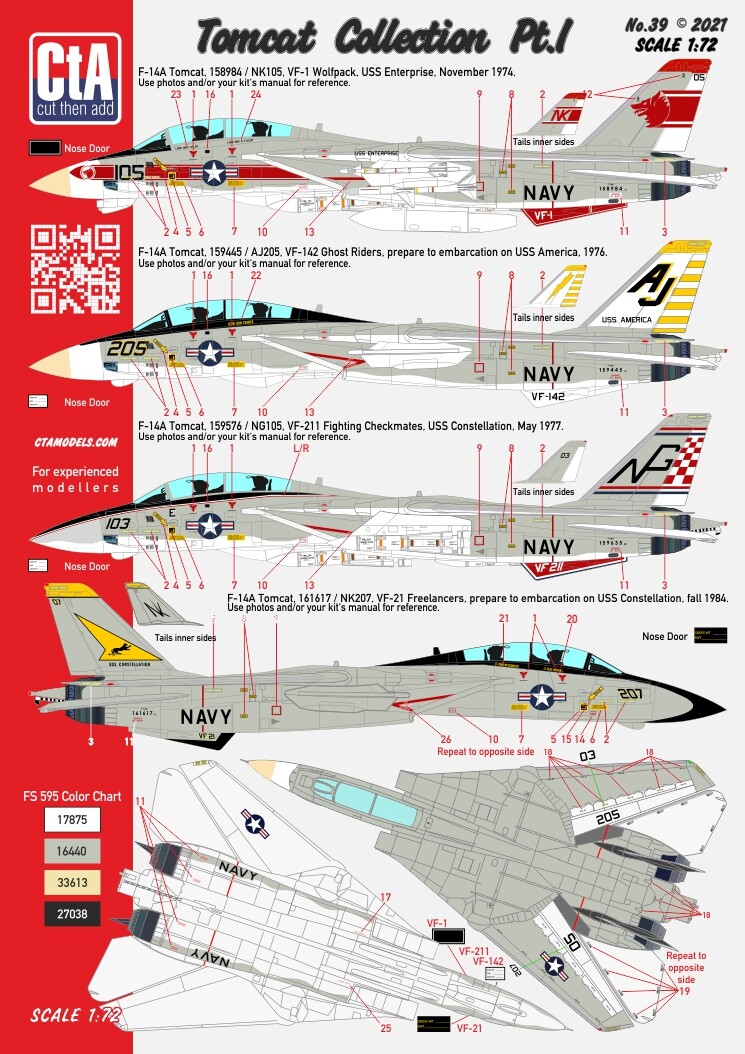CtA Models 039 1/72 Decal 1/72 Tomcat Collection Pt.1 Early
