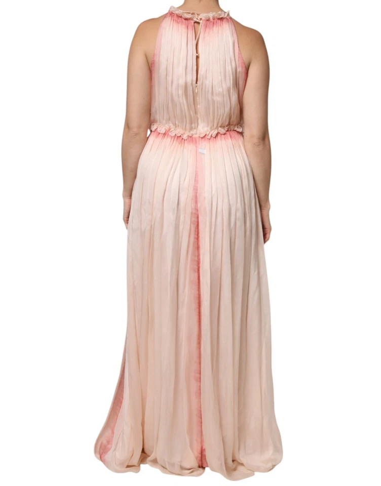 ALBERTA FERRETTI платье розовый без рукавов плиссированные трапециевидный макси IT42/US8/M 2240usd - Изображение 3 из 4