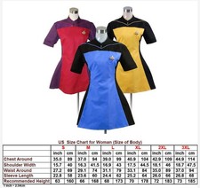 Star Trek TNG Dress Blue Yellow Red Polyester Costume Cosplay Carnival Free Ship