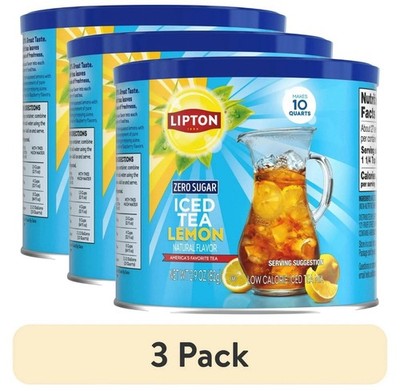 (3 Pack) Lipton Zero Sugar Lemon Iced Tea Mix, 10 Quarts