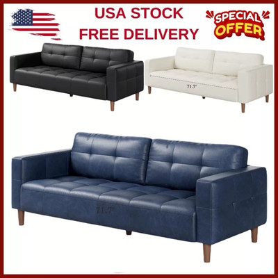 83 Inches Waterproo 3-Seater Sofa Faux Leather Couch W/Back Cushion & Wide Arm