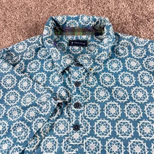 William Murray Polo Shirt Mens L Turquoise Geometric Performance Golf Stretch