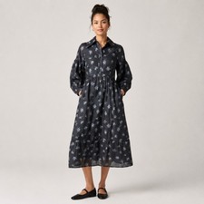 ASOS EDITION Floral Jacquard Midi Dress Womens 0 Black Puff Sleeve Cottagecore