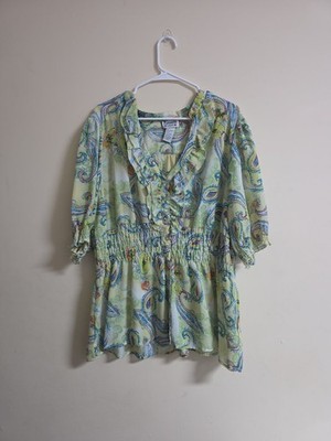 Esmeralda Fashions Paisley Ruffle Blouse