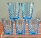 Set of 5 US Glass Aunt Polly Blue Depression Glass Tumbler Vintage 1920's