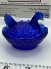 Vintage Degenhart Glass Nesting Hen on Nest HON miniature Y39