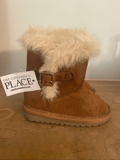 The Children s Place size 4 NWT baby toddler Girls Buckle Faux Fur Boots Tan