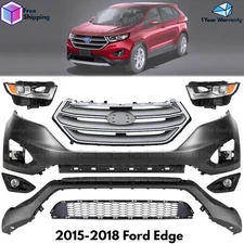 Front Bumper Cover Fascia & Grille Assembly Kit For 2015-2018 Ford Edge