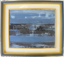 Giuseppe AJMONE (Carpignano 1923–Romagnano Sesia 2005) Neve sul fiume 55x65 1960