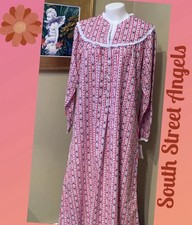 LANZ OF SALZBURG RED TYROLEAN HEART Long FLANNEL Nightgown SMALL