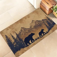 Rustic Indoor Door Mat – Stylish 17x29.5in Non-Woven Fabric Floor Doormat Bear