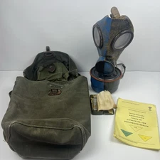 Belgian M-51 Gas Mask 1959 Cold War w/ Filter, Bag, Med Tin & Instruction Card