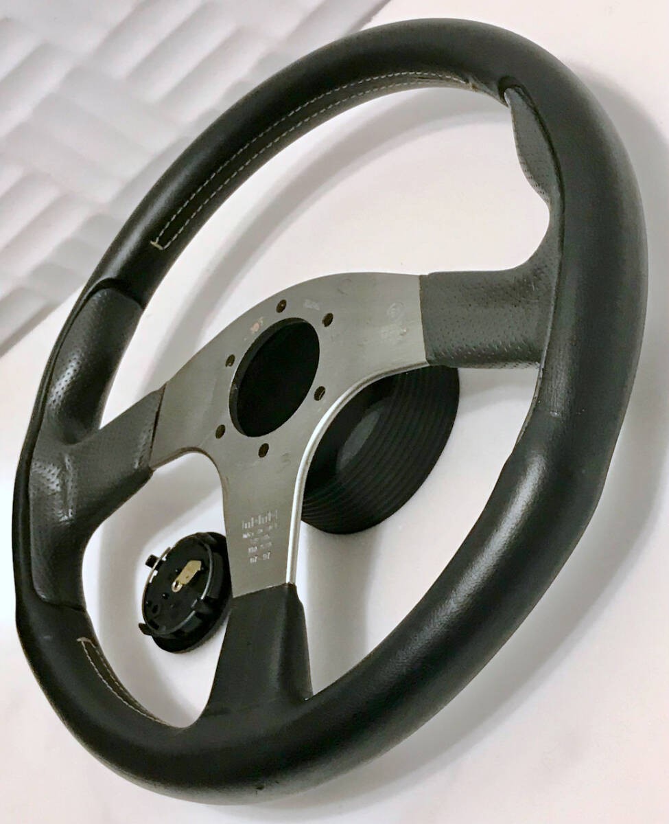 MOMO FALCON Steering Wheel 348mm Yellow Stitching 1997 JDM Race 86