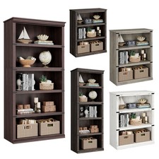 Industrial 3-5 Shelf Wood Bookcase Bookshelf Storage Display Rack Book Shelving