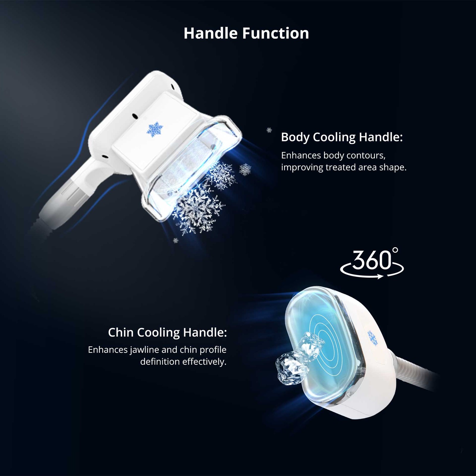 2 Handles Cold Freezing Beauty Machine for Body Massage Double Chin Removal Spa