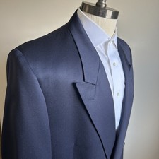 VTG Yves Saint Laurent Navy Double Breasted Blazer 44L Made in France YSL Coat