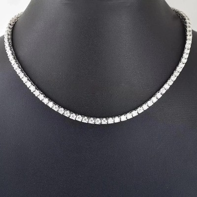8,50 kt runder im Labor gezüchteter VS-FG Diamant Damen Tennis Halskette 18'' Zoll 925 Silber