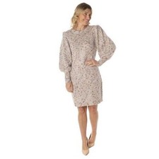 NWT Taylor Dresses Women's Crew Neck Puff Long Sleeve Gray Sweater Dress Large