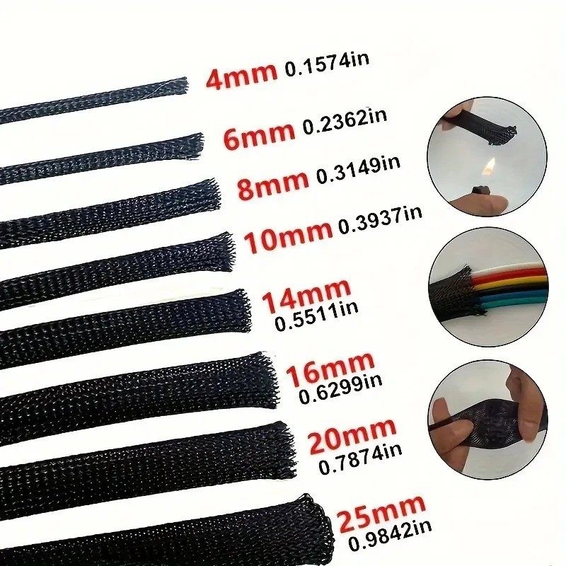 Braided Split Sleeving Wire Loom Tubing Cable insulated Sleeve Cord Protector