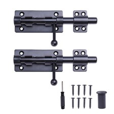 Heavy Duty Stainless Steel 8" Gate Latch Slide Lock Black Finish 2 Pack