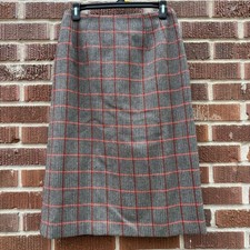 Vintage Women's Sz 8 Harve Benard Wool Skirt Houndstooth Plaid Lined Academia