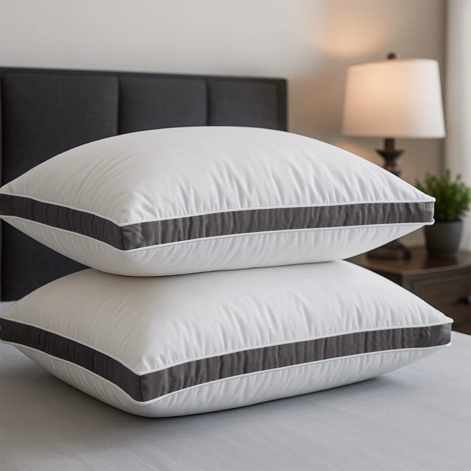 Pack of 2 Bed Pillows Quilted Hotel Quality Down Alternative Gusseted Pillow - Image 3 of 3