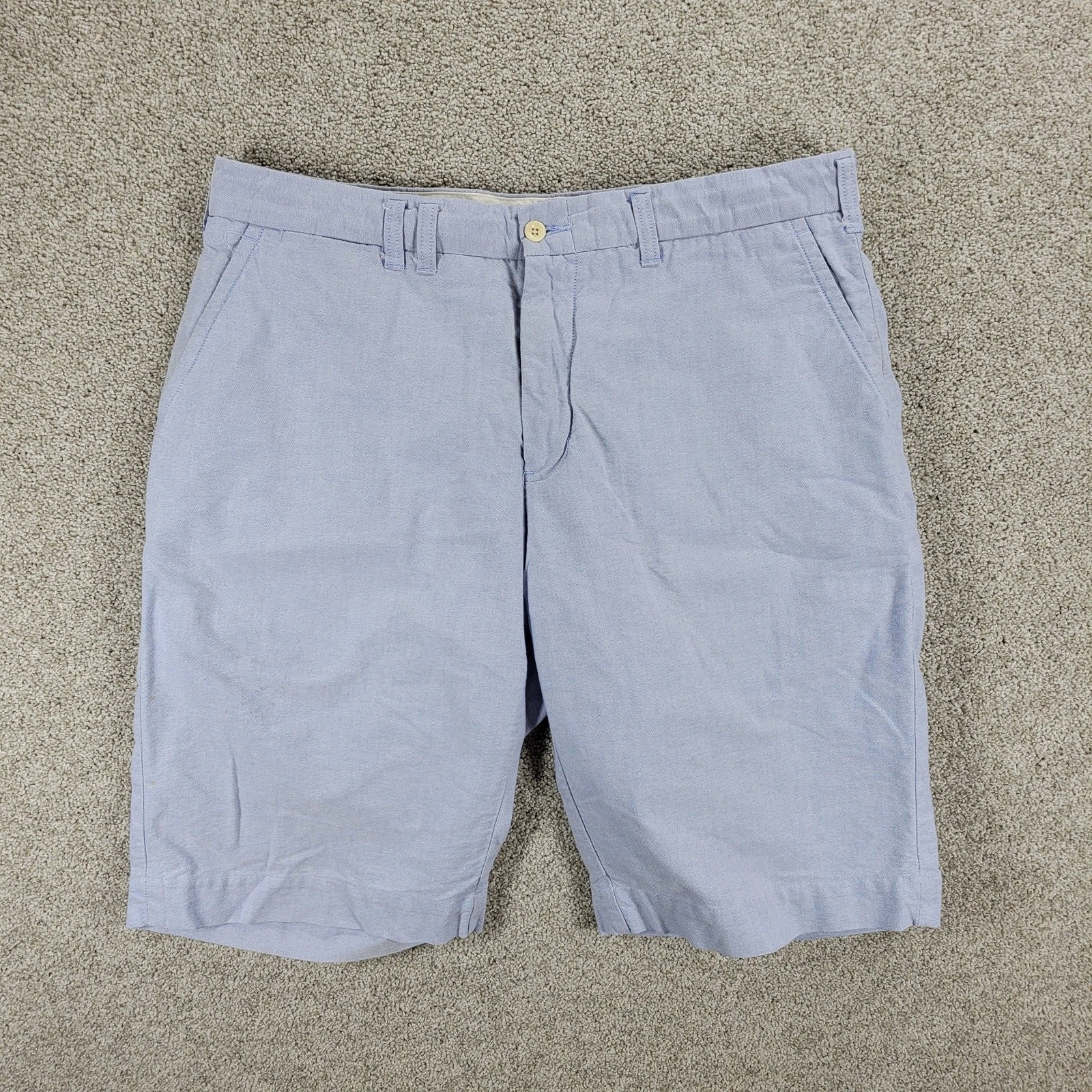 Polo Ralph Lauren Chino Shorts Mens 34 Blue Pin Point Cotton Straight Fit Casual