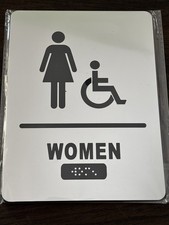 Restroom Signs Set ADA Braille Men Women 8 x 6 Inches Bathroom Self Stick New