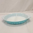 Turquoise Snowflake Pyrex Divided Serving Dish Vintage